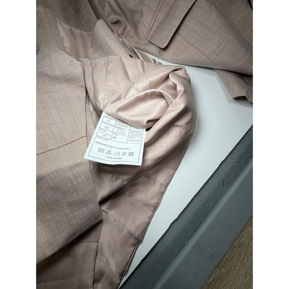 $349 NWT Stacy Adams Suit Jacket Blazer And Vest Size 48L Solid Light Carmel New - Picture 5 of 10